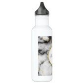 Moderne witte grijze marmer met Gold Ribbon Monogr Waterfles (Links)