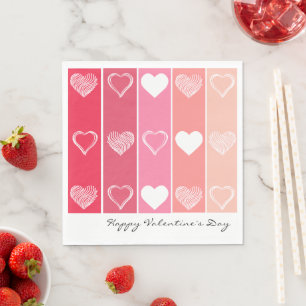 Moderne witte harten rode en roze strepen Valentij Servet