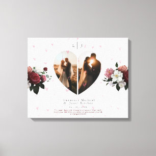 Moderne witte hartvormig fotocollage voor paar canvas afdruk