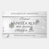 Moderne witte houtkorrels Etiket Daisy Flower (Voorkant)