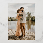 Moderne witte initialen script 5 foto's bruiloft folie uitnodiging (Achterkant)