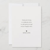 moderne witte kalligrafie bruiloft bedankkaart (Achterkant)