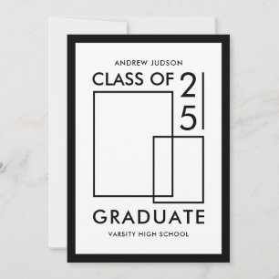 Moderne witte klasse van 25 foto Afstuderen Aankondiging