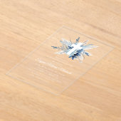 Moderne witte kruis blauwe bloemen toewijding acryl uitnodigingen (Laagn)