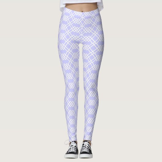 Moderne, witte, Latijnse, meetbare lichte periwink Leggings (Voorkant)
