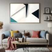 Moderne Witte Marineblauwe Teal Abstracte Geometri Poster