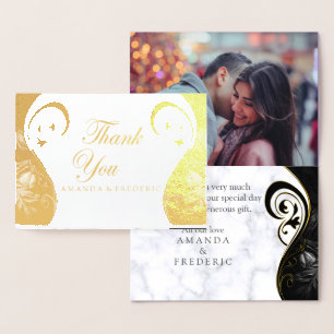 Moderne witte marmer Abstract Hartelijk dank Folie Kaarten