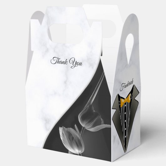 Moderne witte - marmer Black Abstracte cadeaudoos Bedankdoosjes (Geopend)