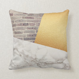 Moderne witte marmer Gold Foil Brick-wandtextuur Kussen