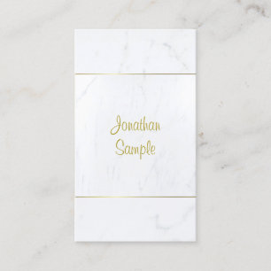 Moderne witte marmer Gold Script Plain Luxurous Visitekaartje
