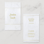 Moderne witte marmer Gold Script Plain Luxurous Visitekaartje (Voorkant / Achterkant)