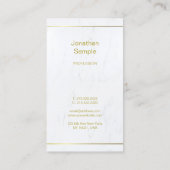 Moderne witte marmer Gold Script Plain Luxurous Visitekaartje (Achterkant)