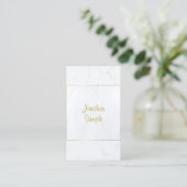 Moderne witte marmer Gold Script Plain Luxurous Visitekaartje (Staand voorkant)