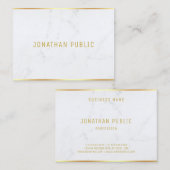 Moderne witte, marmer Gold Text Sjabloon elegant Visitekaartje (Voorkant / Achterkant)