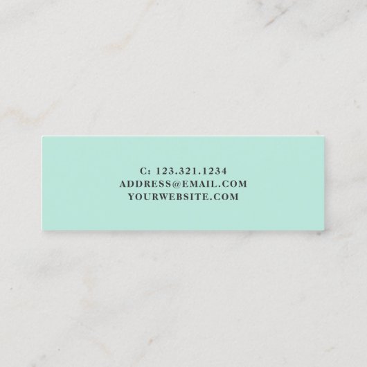 Moderne witte marmer & munt groene nagel technicus mini visitekaartje (Achterkant)