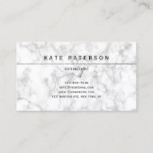 Moderne witte marmer Silver Glitter Stripe Visitekaartje (Achterkant)