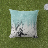Moderne witte marmer van Sparkly Aqua Glitter Buitenkussen (Gras)