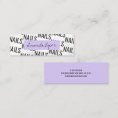 Moderne  witte marmer zwarte paarse nagels mini mini visitekaartje (Voorkant / Achterkant)