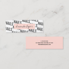 Moderne  witte marmer zwarte zwarte roze nagels mini visitekaartje