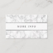 Moderne witte marmeren bruiloft details informatiekaartje (Voorkant)