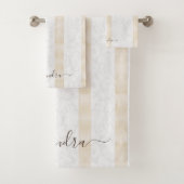 Moderne Witte Marmeren Custom Elegant Cream Bad Handdoek (Insitu)