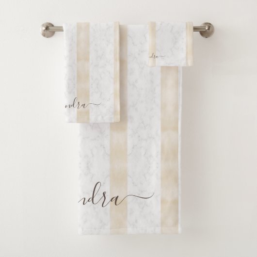 Moderne Witte Marmeren Custom Elegant Cream Bad Handdoek (Insitu)