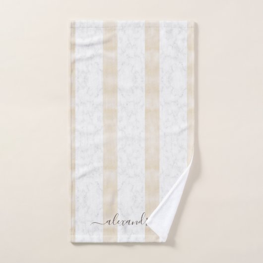 Moderne Witte Marmeren Custom Elegant Cream Bad Handdoek (Handdoek)