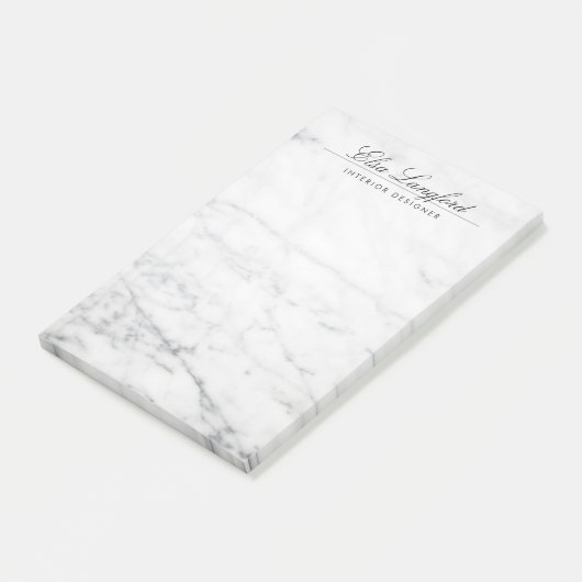 Moderne Witte Marmeren Luxe Ontwerper Post-it® Notes (Schuin)