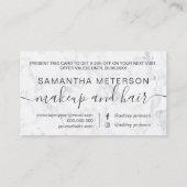 Moderne witte marmeren professionele typografie kortingskaartje (Achterkant)