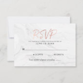 Moderne witte marmeren roze gouden script trouw-RS RSVP Kaartje (Voorkant)