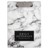 Moderne witte marmeren steen met zwarte achtergron klembord (Voorkant)
