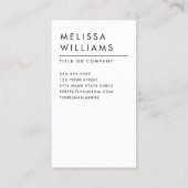 Moderne witte minimalistische aangepaste foto vert visitekaartje (Achterkant)