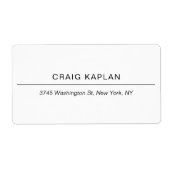 Moderne Witte Minimalistische Gewone Professionele Etiket (Voorkant)