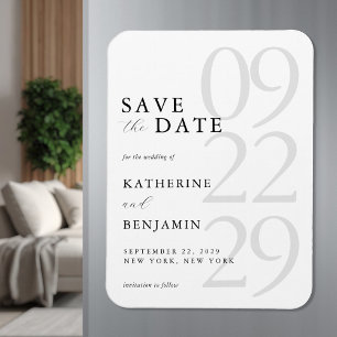 Moderne Witte Minimalistische Trouwkaart Save the Magneet