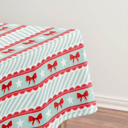 Moderne witte mint Green Red-kerstpatroon Tafelkleed (Voorbeeld)
