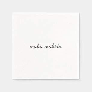 Moderne witte monogram script ontwerp servet