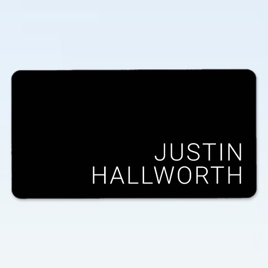 Moderne Witte Naam of andere Tekst op Zwart Etiket