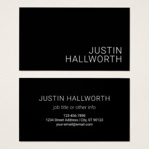 Moderne Witte Naam of andere Tekst op Zwart Visitekaartje