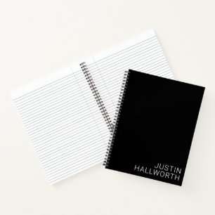 Moderne witte naam op zwart notitieboek