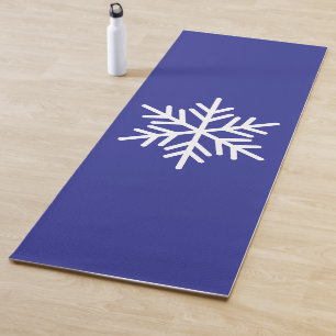 Moderne Witte Noordse Sneeuwvlok Diepblauwe Achter Yogamat