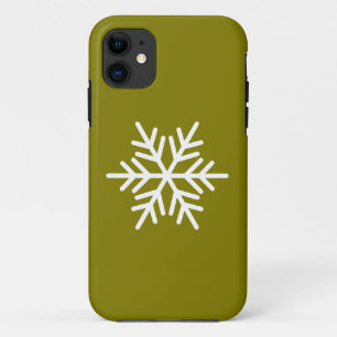 Moderne Witte Noordse Sneeuwvlok Op Gouden Olijf iPhone 11 Hoesje