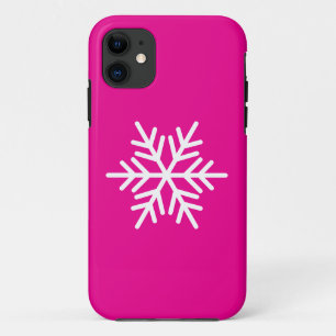 Moderne Witte Noordse Sneeuwvlok Op Helder Roze iPhone 11 Hoesje