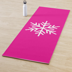 Moderne Witte Nordic Snowflake Hot Pink Achtergron Yogamat