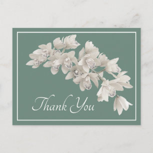 Moderne Witte Orchidee Elegante Botanische Dankbet Briefkaart