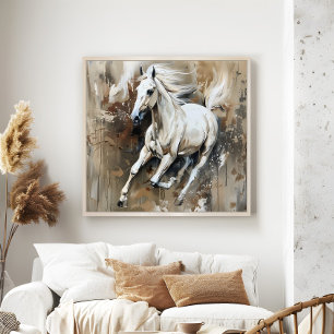 Moderne Witte Paard Schilderen Esthetische Wandkun Poster