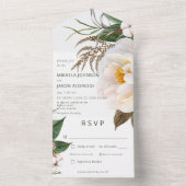 Moderne witte pony's Floral op wit diner All In One Uitnodiging (Binnen)