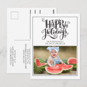 Moderne witte Prettige feestdagen Briefkaart (Voorkant / Achterkant)