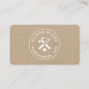 Moderne witte professionele timmerman logo kraft visitekaartje