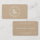 Moderne witte professionele timmerman logo kraft visitekaartje (Voorkant / Achterkant)