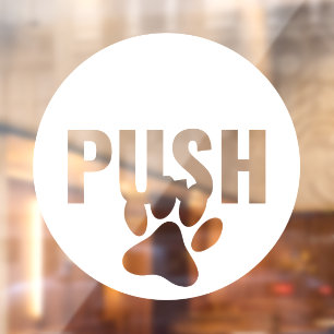 Moderne Witte PUSH & Pet Paw Linker Winkeldeur Raamsticker